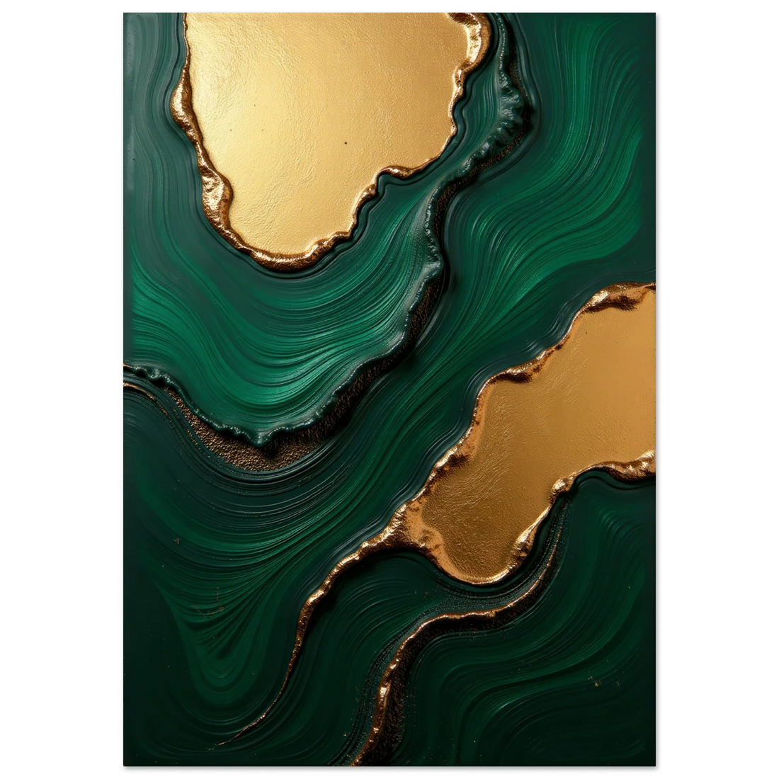 Elevate Your Living Space with Luxurious Gold & Green Acrylic Paint Textured Abstract Wall Art