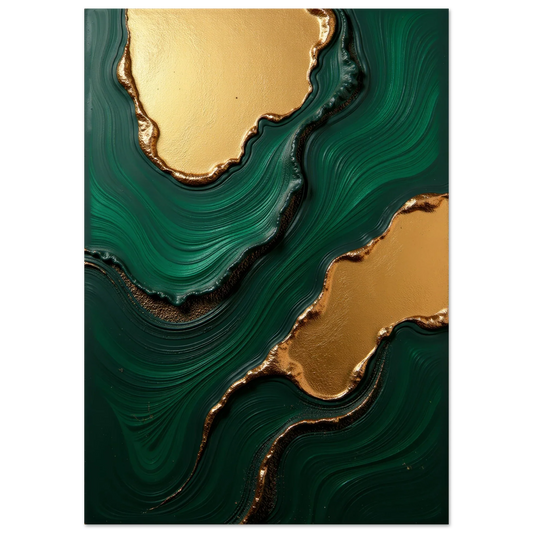 Elevate Your Living Space with Luxurious Gold & Green Acrylic Paint Textured Abstract Wall Art