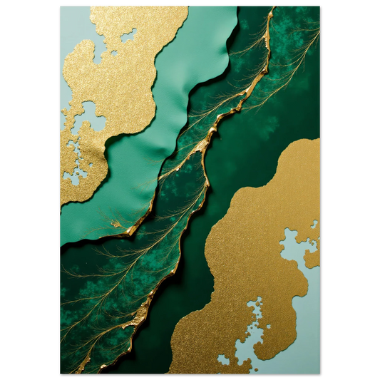 Elevate Your Home with Emerald & Gold Wall Art: Discover the Epitome of Sophistication in Abstract Prints