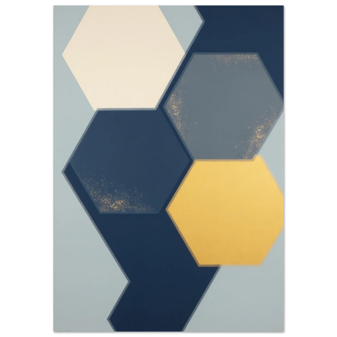 Elevate Your Home with Hexagon Abstract Yellow Blue Wall Art: Captivating Prints for Artistic Souls