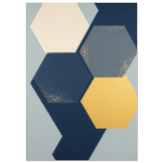 Elevate Your Home with Hexagon Abstract Yellow Blue Wall Art: Captivating Prints for Artistic Souls