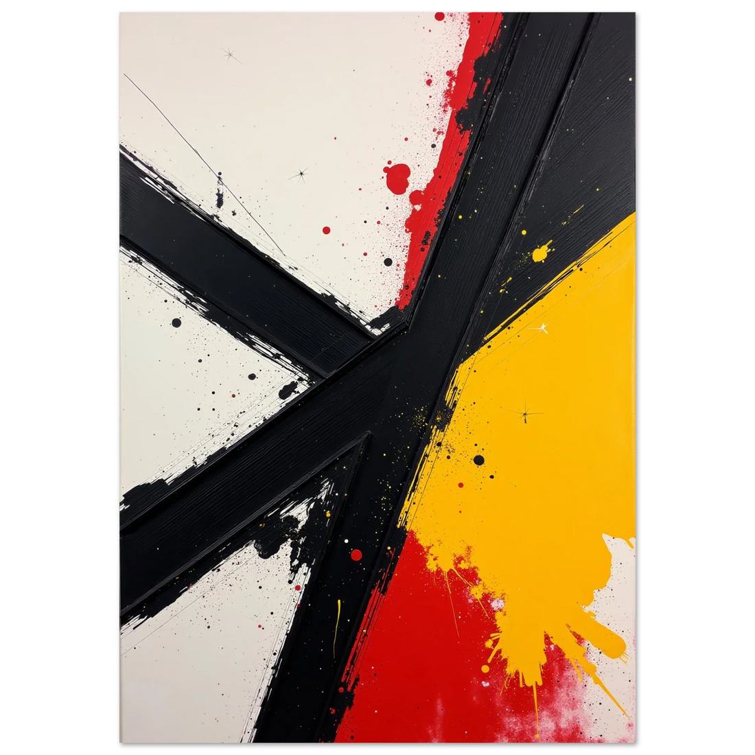 Elevate Your Space with Abstrct Ripped Blck Yellow Red Wall Art | Wall Poster | Art print | Prints Shop | Canvas Prints | Framed Art | Home Decor