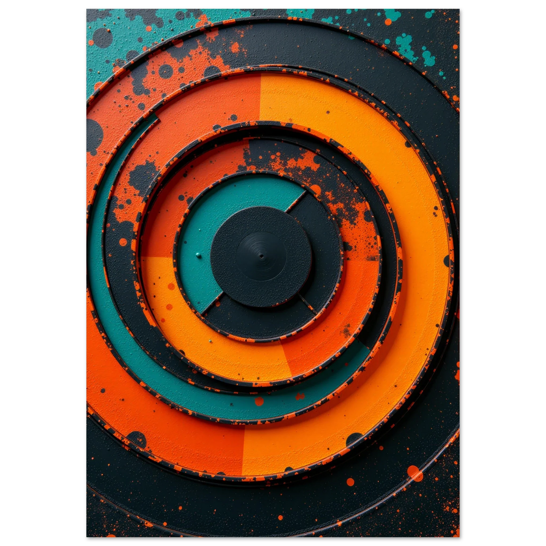 Elevate Your Space with Captivating Orange Eye-Catching Circular Spiraling Wall Art