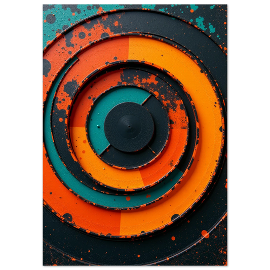 Elevate Your Space with Captivating Orange Eye-Catching Circular Spiraling Wall Art