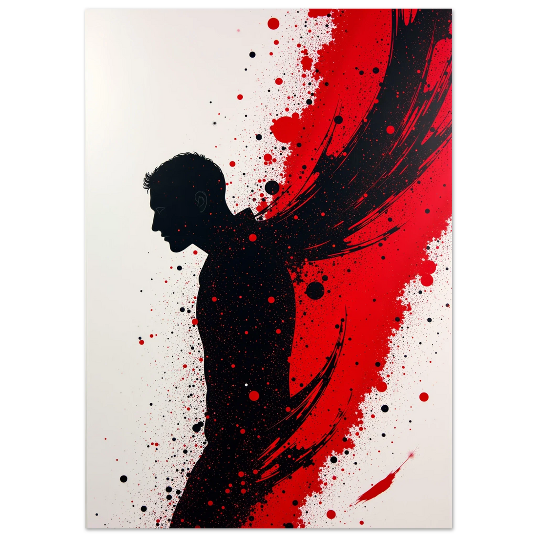 Elevate Your Space with Captivating Man Figure with Red Abstract Wall Art in 2023