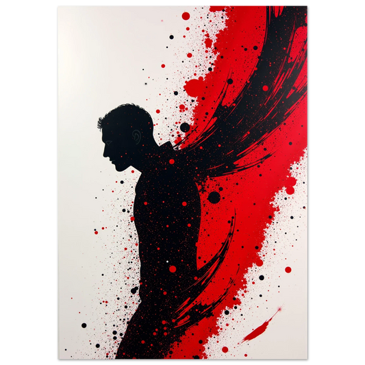 Elevate Your Space with Captivating Man Figure with Red Abstract Wall Art in 2023