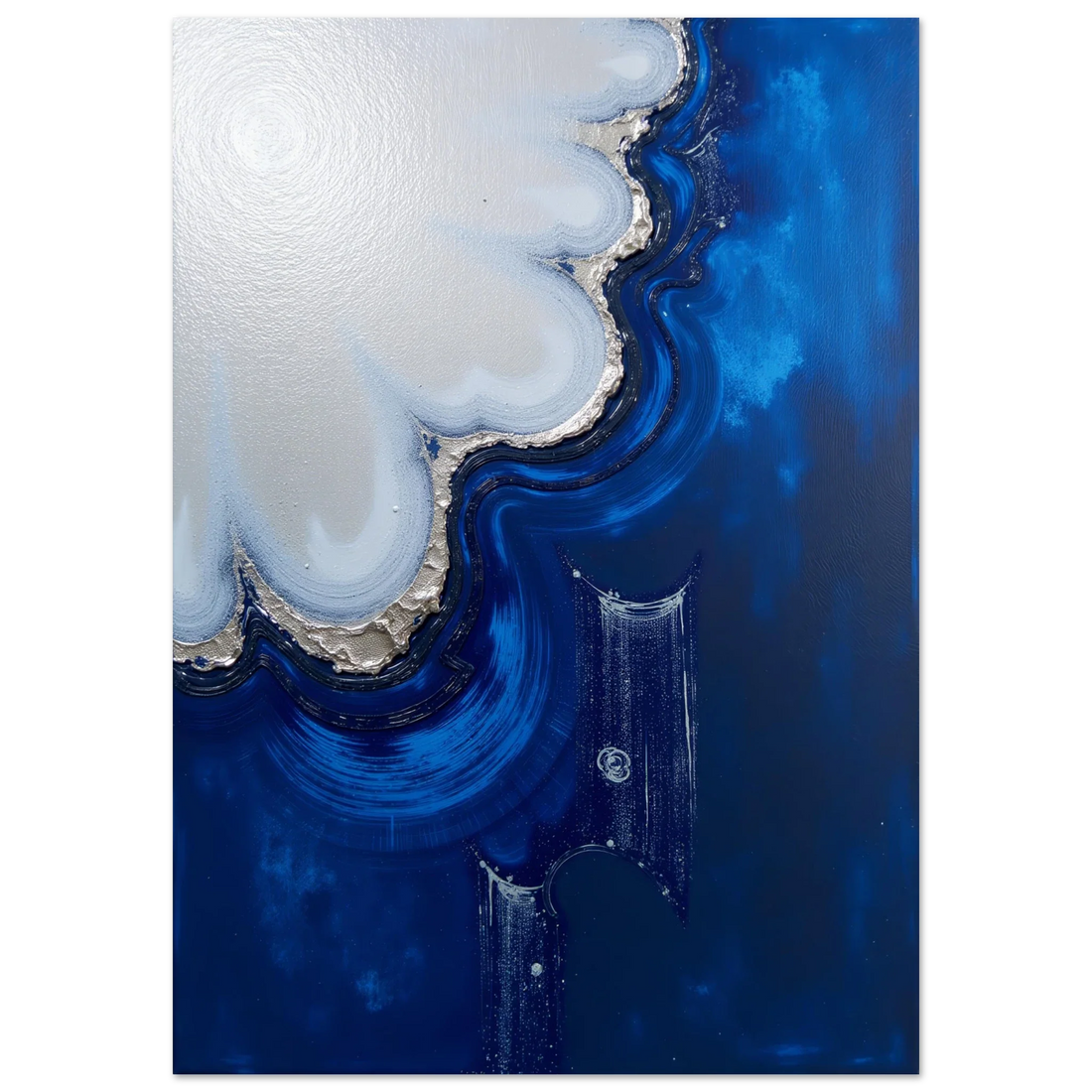 Elevate Your Living Space with Textured Silver & Blue Wall Art: A Bold Fusion of Sophistication and Vibrancy