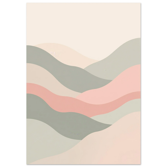 Embrace the Tranquility of Calm Serene Abstract Minimalistic Waves with Subtle Beige Wall Art