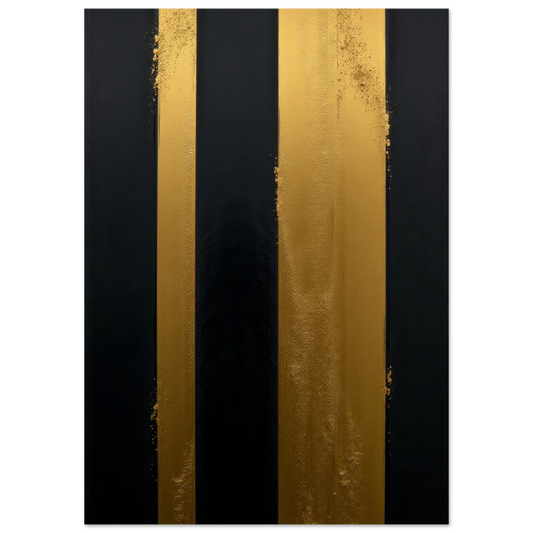 Elevate Your Space with Striking Gold & Black Striped Textured Abstract Wall Art