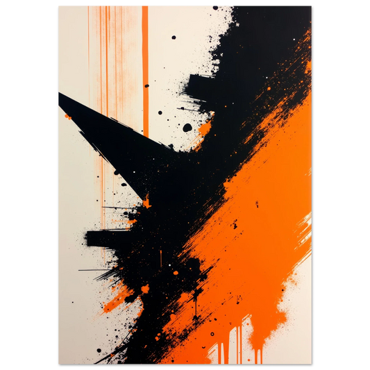 Elevate Your Living Space with Jagged Black Ink Abstract Orange Wall Art