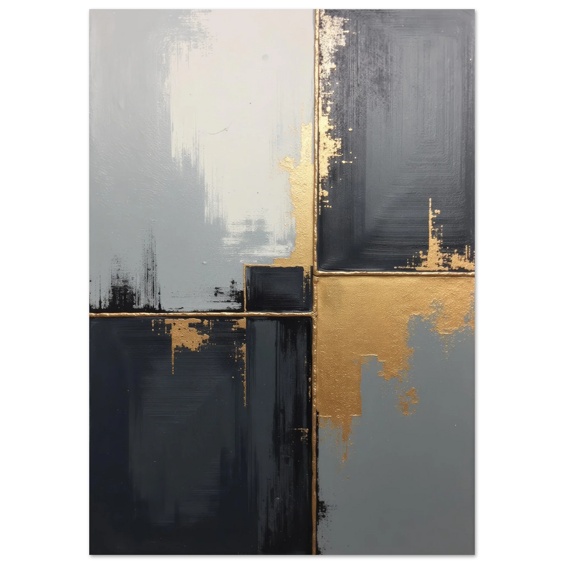 Elevate Your Living Space with Mesmerizing Metallic Gold & Silver Abstract Wall Art