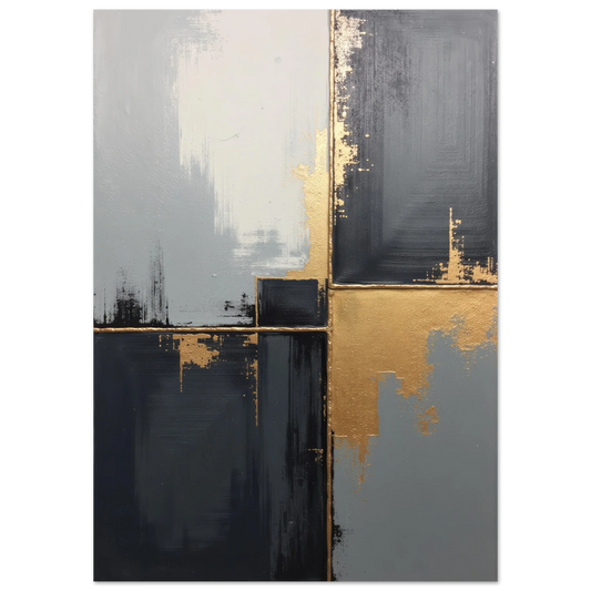 Elevate Your Living Space with Mesmerizing Metallic Gold & Silver Abstract Wall Art