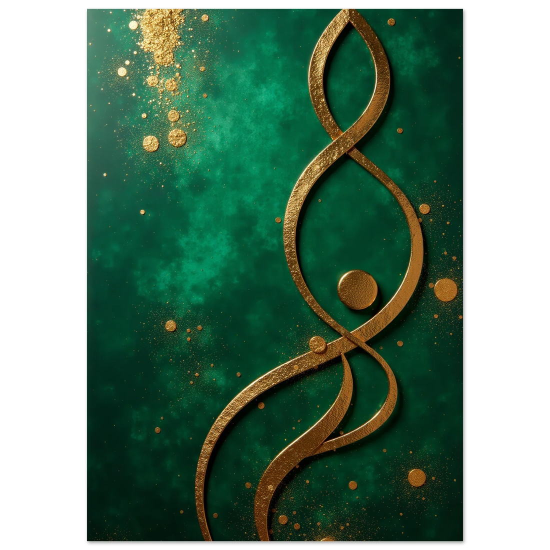 Elevate Your Home with Emerald & Gold Spiral Wall Art: Captivating Abstract Prints for Unparalleled Sophistication