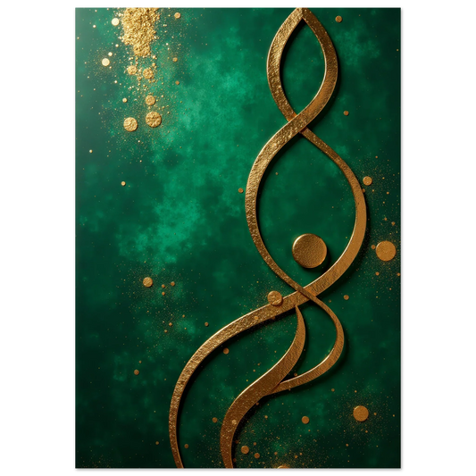 Elevate Your Home with Emerald & Gold Spiral Wall Art: Captivating Abstract Prints for Unparalleled Sophistication