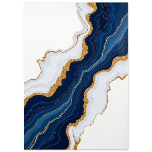 Elevate Your Living Space with Captivating Blue Gold Abstract Marble Wall Art Prints in 2023