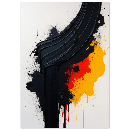 Elevate Your Living Space with Mix of Black Red & Yellow Abstract Acrylic Wall Art