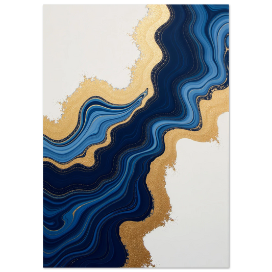 Elevate Your Living Space with Abstract Living Room Wall Decor: Discover the Captivating Beauty of Gold & Blue Colors Wall Art